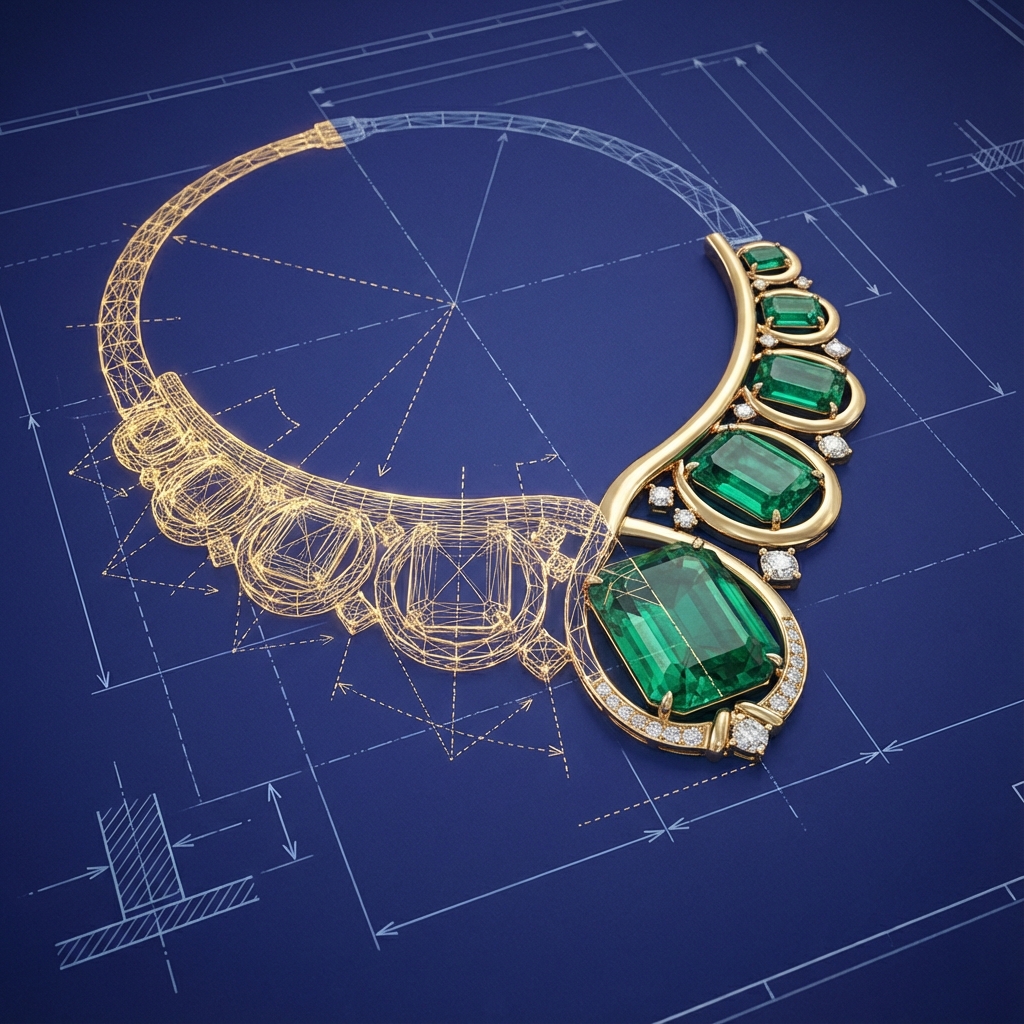 Luxury jewelry CAD render